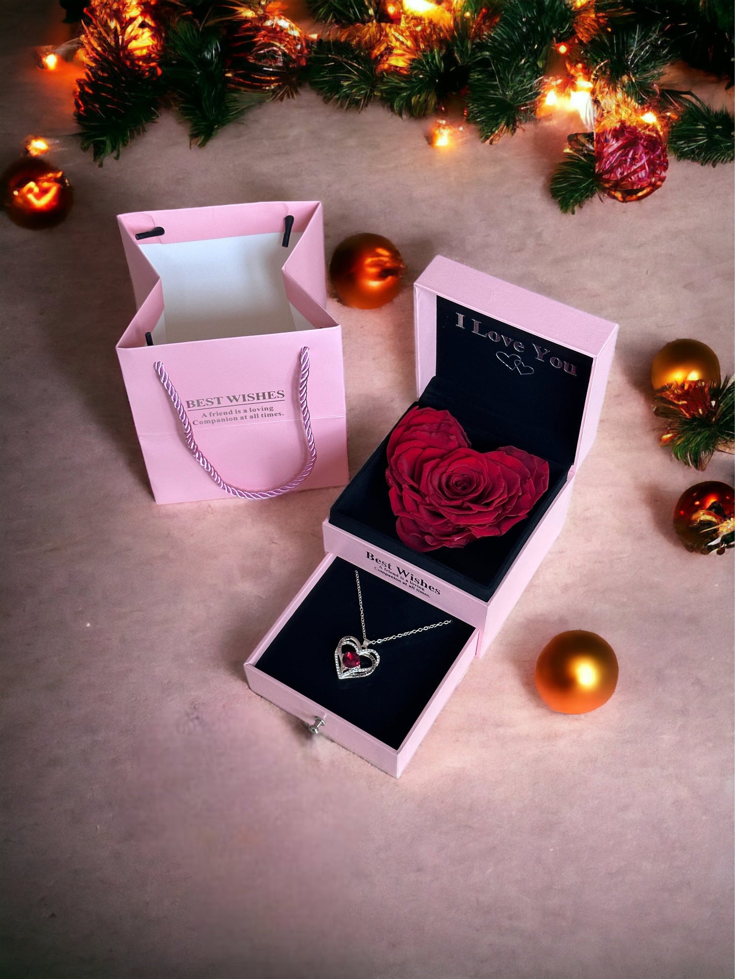 Rose éternelles stabilisé en forme de cœur