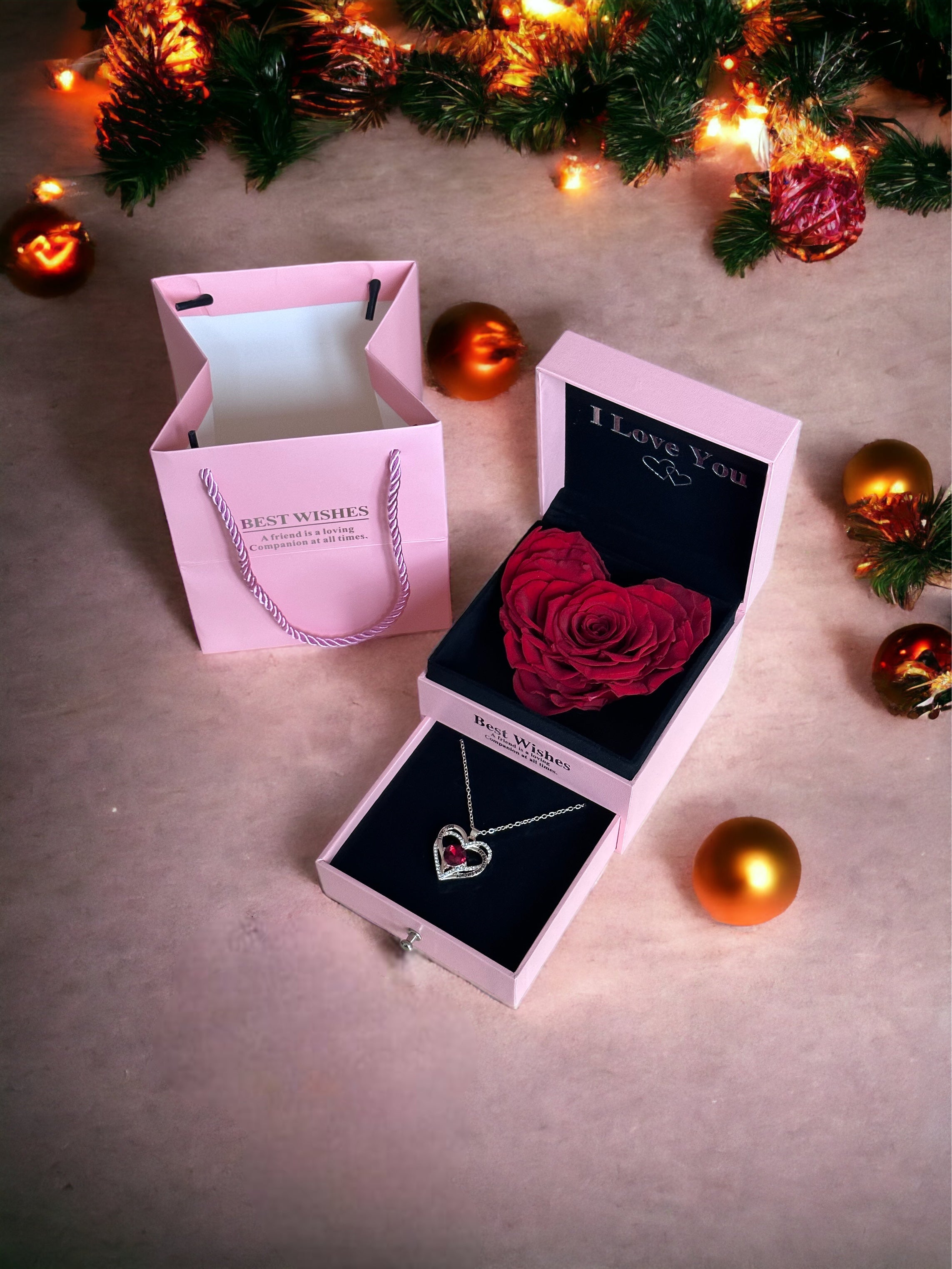 Rose éternelles stabilisé en forme de cœur