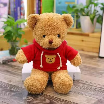 Ours en peluche avec hoodie rouge – Douceur & Tendresse